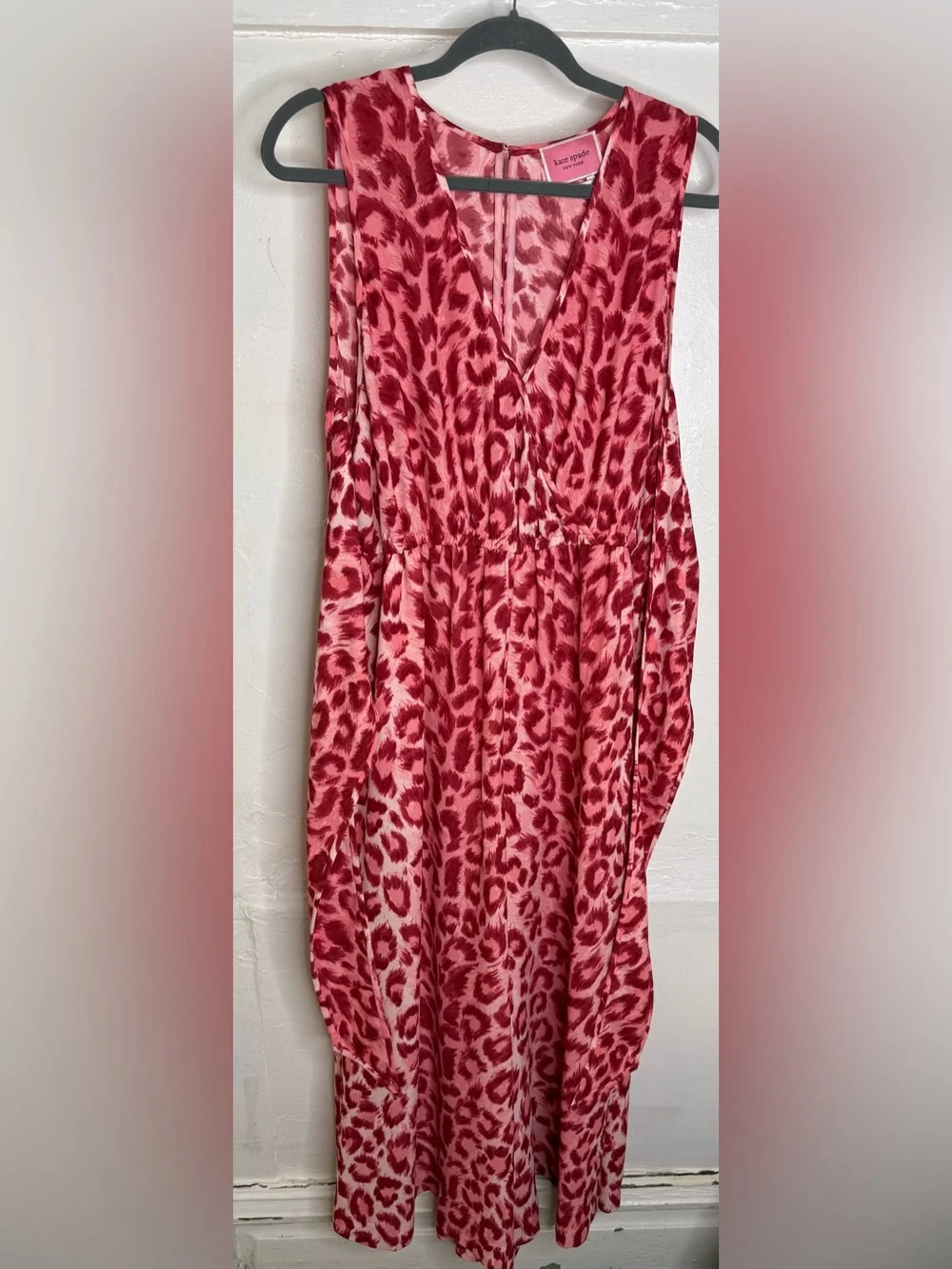 Kate Spade Panthera Tie Waist Jumpsuit Red Leopard Print Size Medium